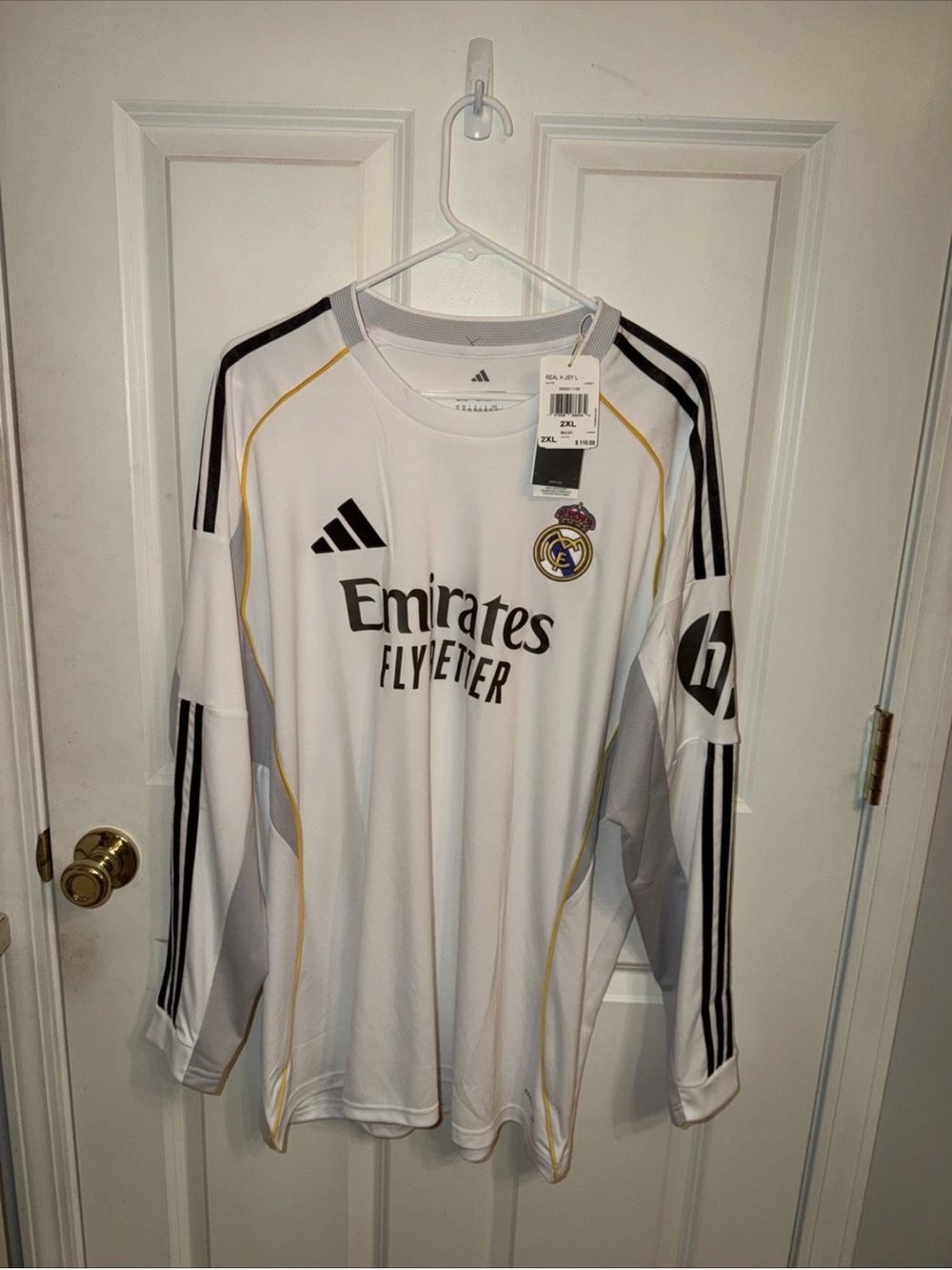 Adidas Real Madrid 2025/26 Long Sleeve Soccer Jersey JN8884 Men's Size 2XL